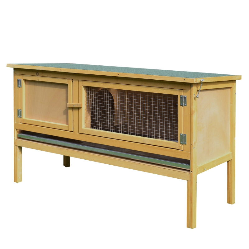 Pawhut Wooden Rabbit Hutch Bunny Cage Outdoor Small Animal House w/Hinged Top Slide out Tray 115 x 44.3 x 65 cm