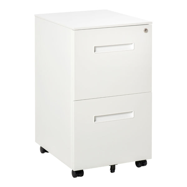 Vinsetto Mobile File Cabinet Vertical Home Office Organizer Filing Furniture with Adjustable Partition for A4 Letter Size, Lockable White