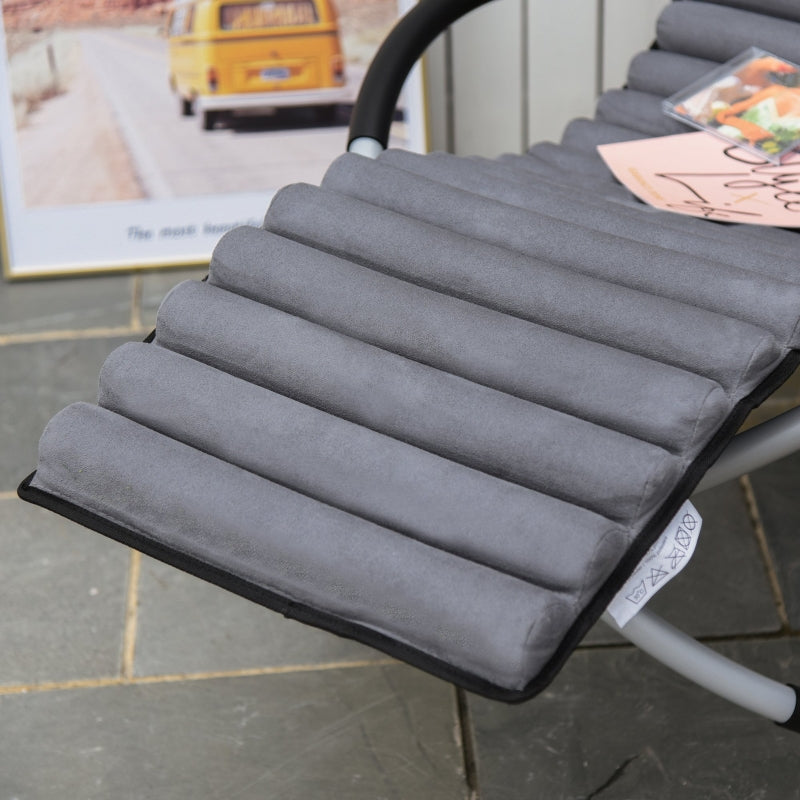 Outsunny Orbital Rocking Chair Folding Lounger Anti-drop with Mat Removable Design 2 in 1 145x74x86cm Black Grey