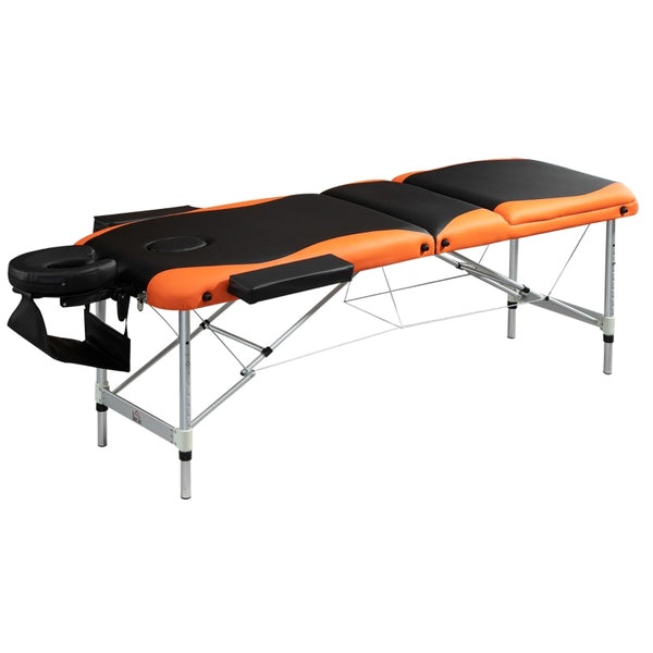 HOMCOM Foldable Massage Table Professional Salon SPA Facial Couch Bed Black and Orange