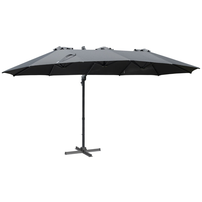 Outsunny 4.5 m Patio Cantilever Roma Parasol, Large Double-Sided Rectangular Garden Umbrella with Crank Handle, 360° Cross Base for Bench, Outdoor