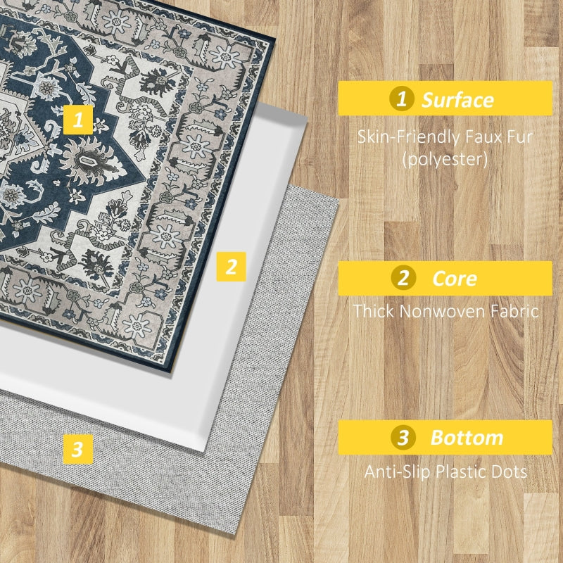 HOMCOM Vintage Persian Rugs, Boho Bohemian Area Rugs Large Carpet for Living Room, Bedroom, Dining Room, 80x150 cm, Grey