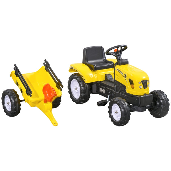 HOMCOM Pedal Go Kart Ride on Tractor w/ Shovel & Rake Four Wheels Child Toy