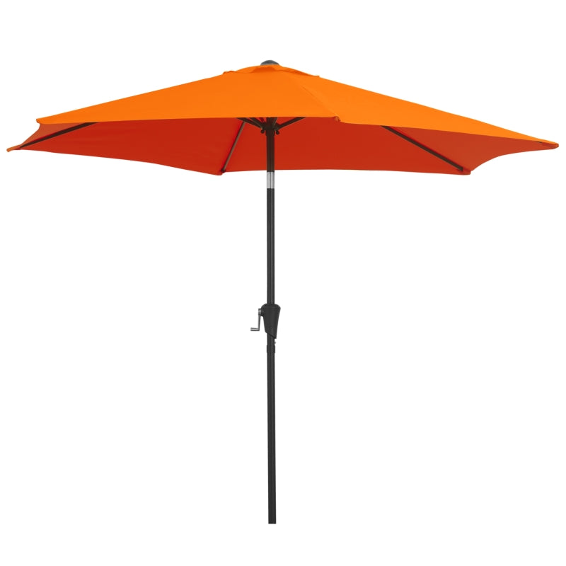 Outsunny 2.7M Patio Tilt Umbrella Sun Parasol Outdoor Garden Sun Shade Aluminium Frame with Crank（Orange）