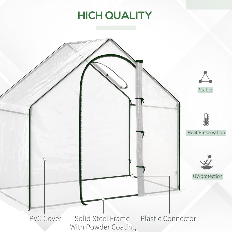 Outsunny Walk In PVC Greenhouse Garden Outdoor Flower Planter Steel Frame w/Zipped Door 180 x 100 x 168CM