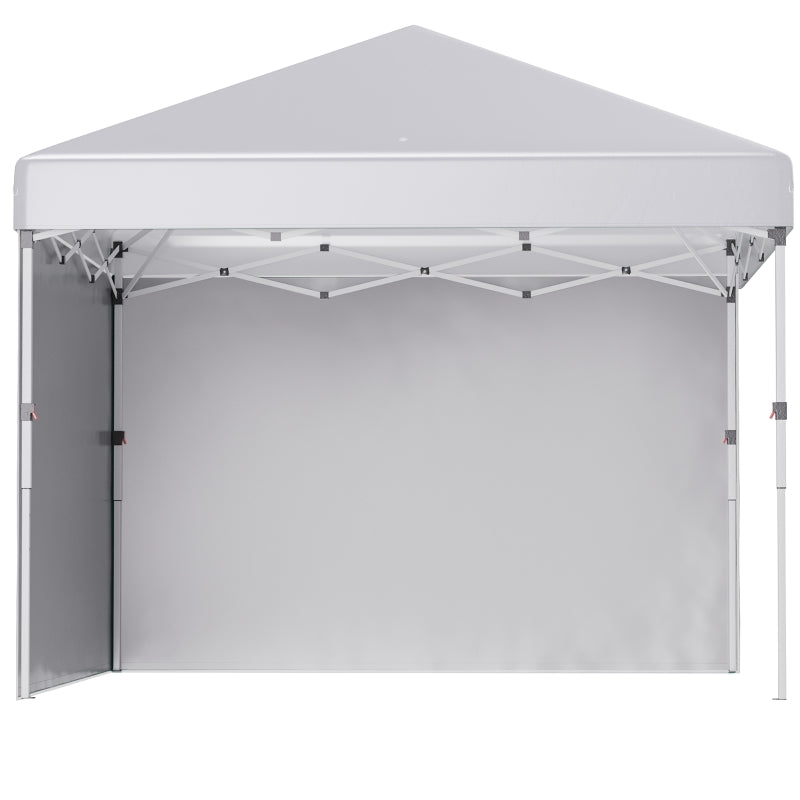 Outsunny 3 x 3 (M) Pop Up Gazebo with 2 Sidewalls, Leg Weight Bags and Carry Bag, Height Adjustable Party Tent Event Shelter for Garden, Patio, White