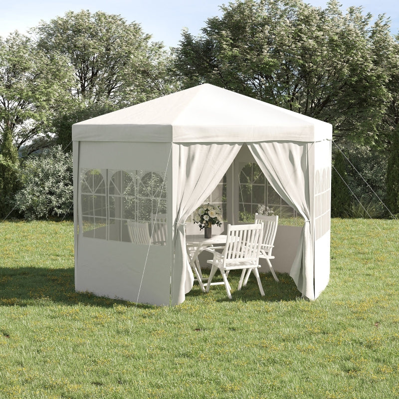 Outsunny 3.4m Gazebo Canopy Party Tent with 6 Removable Side Walls for Outdoor Event with Windows and Doors, White