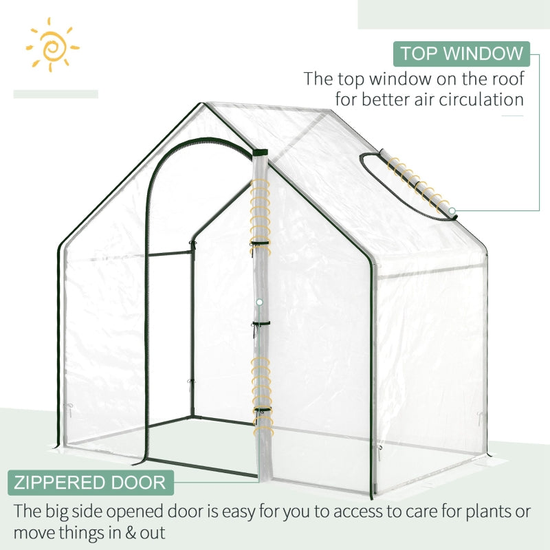 Outsunny Walk In PVC Greenhouse Garden Outdoor Flower Planter Steel Frame w/Zipped Door 180 x 100 x 168CM