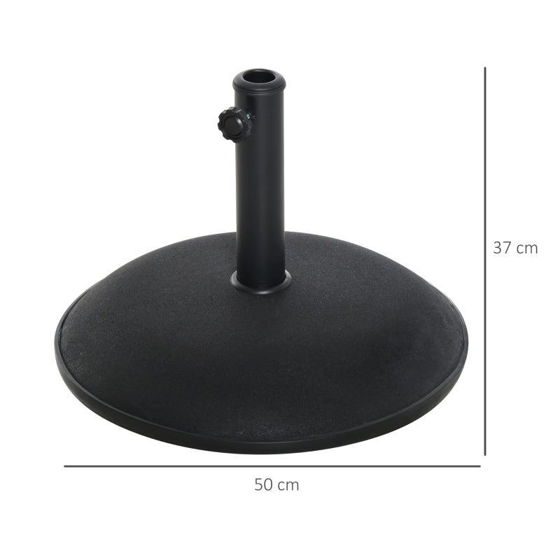 Outsunny 25kgs Round Umbrella Base Concrete Parasol Weight Stand Patio Outdoor Black Dia 50cm