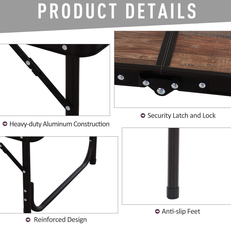 Outsunny 3ft Height Adjustable MDF Folding Camping Table