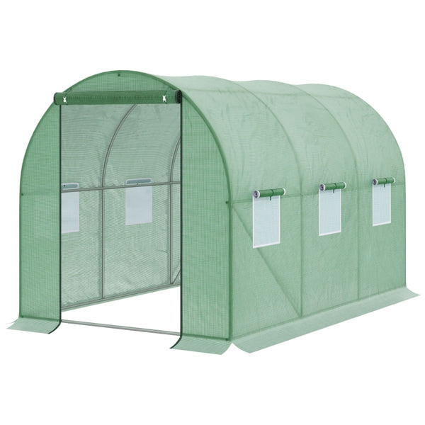 Outsunny Walk in Polytunnel Outdoor Garden Greenhouse with Windows and Door (3 x 2M)