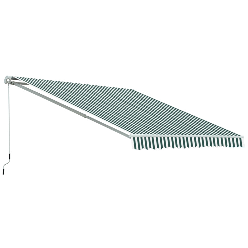 HOMCOM 3.5 x 2.5m Garden Patio Manual Awning Canopy Sun Shade Shelter with New Winding Handle - Green/ White