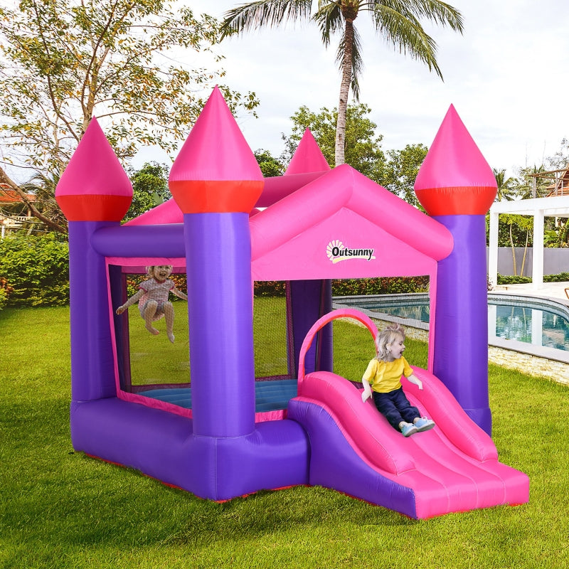 Outsunny Kids Bounce Castle House Inflatable Trampoline Slide 2 in 1 with Inflator for Kids Age 3-12 Multi-color 3.5 x 2.5 x 2.7m