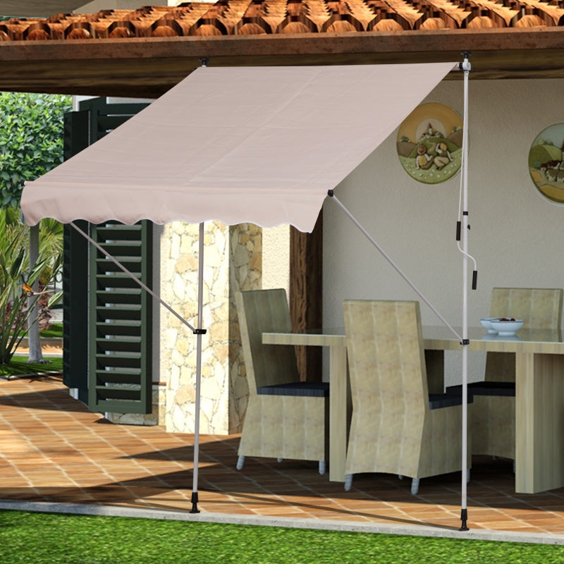 Outsunny 2x1.5m Garden Patio Manual Awning Canopy Sun Shade Shelter Adjustable Aluminium Frame Awning Beige