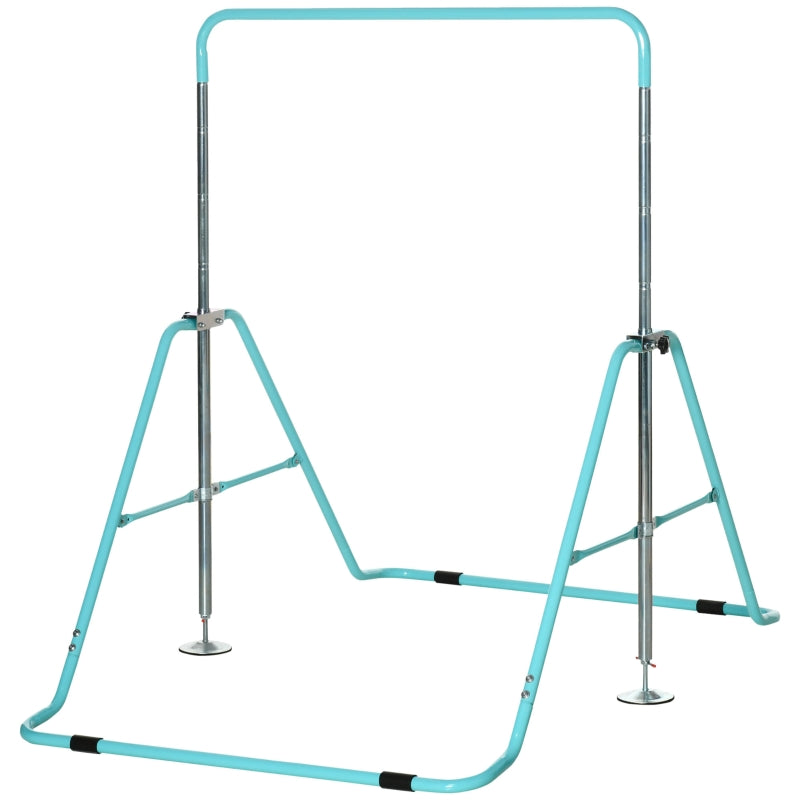 HOMCOM Kids Gymnastics Bar, Foldable Horizontal Bars w/ Adjustable Height, Training Bar w/ Triangle Base - Green