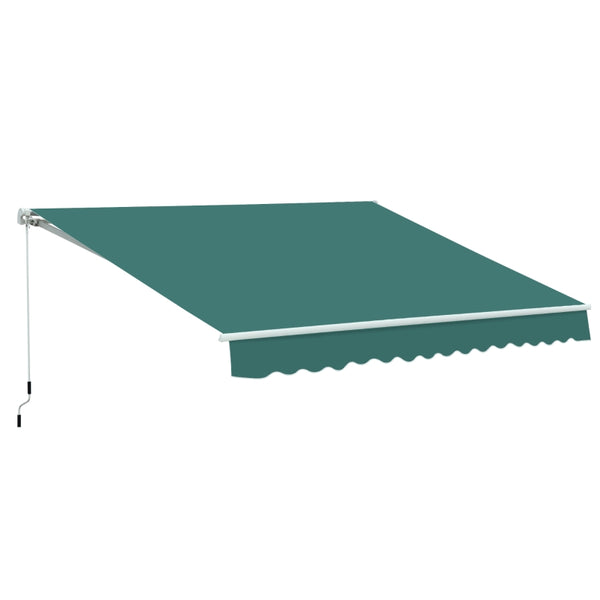 Outsunny 3.5 x 2.5 m Garden Patio Manual Awning Canopy Sun Shade Shelter with Winding Handle - Green