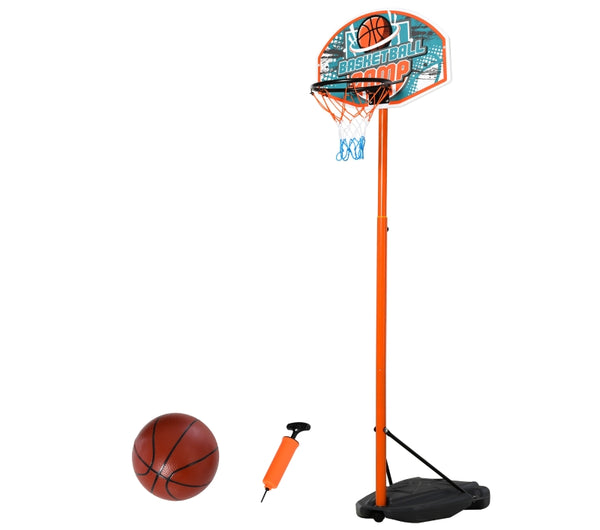 HOMCOM Kids Freestanding Metal Basketball Stand and Hoop w/ Ball Orange