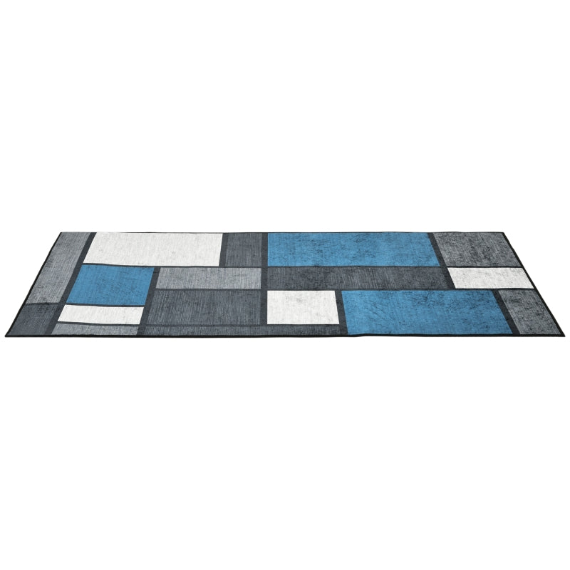 HOMCOM Modern Geometric Rugs, Large Carpet Area Rugs for Living Room, Bedroom, Dining Room, 80x150 cm, Blue and Grey