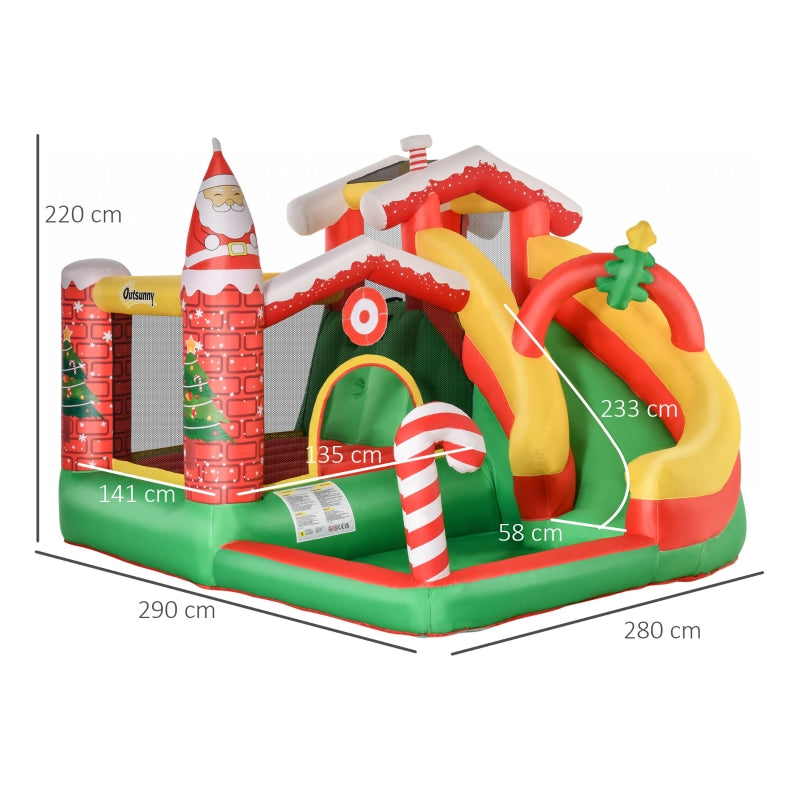 Outsunny Kids Bounce Castle Inflatable House Trampoline Slide Water Pool Climbing Wall 4 in 1 with Inflator Carrybag for Kids Age 3-8