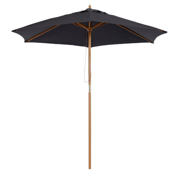 Outsunny 2.5m Wooden Garden Patio Parasol Umbrella-Black