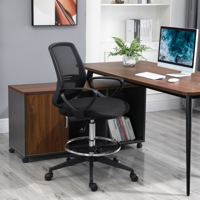 Vinsetto Ergonomic Mesh Back Drafting Chair Tall Office Chair with Adjustable Height and Footrest 360° Swivel