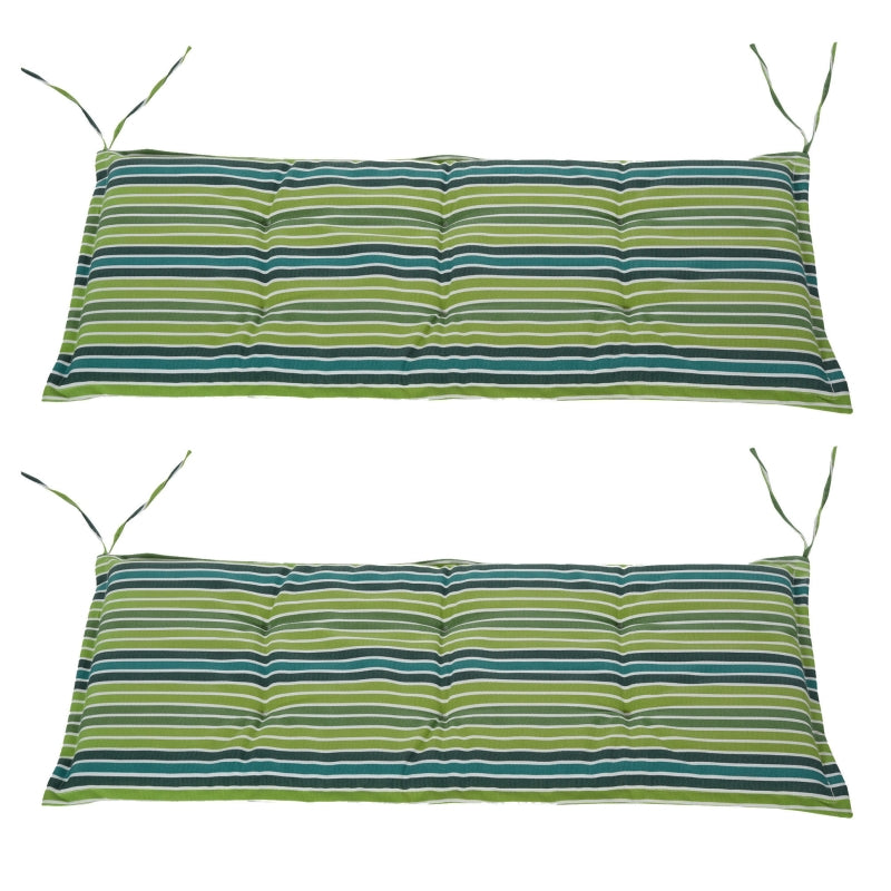 Outsunny Outdoor Cushion Pad Set for Rattan Furniture Polyester Set of 2 Seat Cushion Chair Cushion, Patio Conversation Set Cushions, Green Stripes