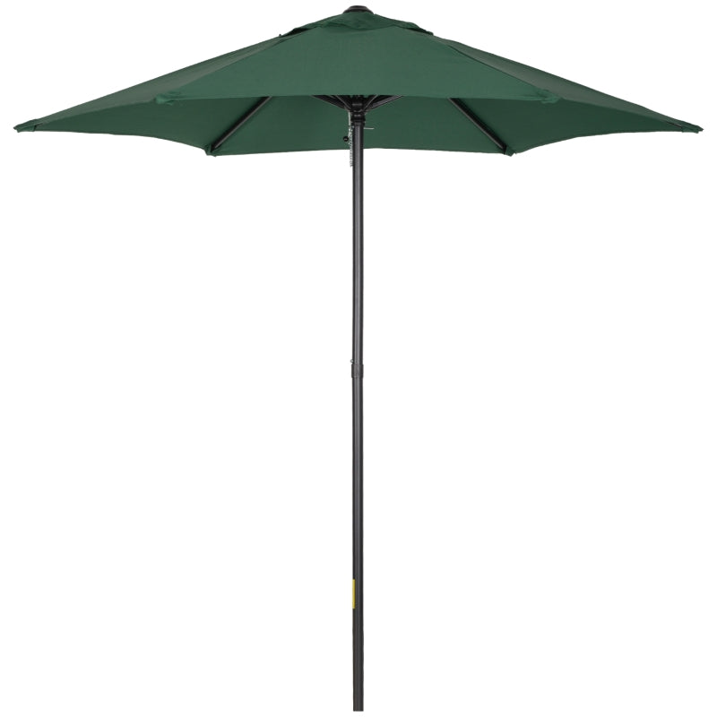 Outsunny 2m Patio Parasols Umbrellas, Outdoor Sun Shade with 6 Sturdy Ribs for Balcony, Bench, Garden, Green