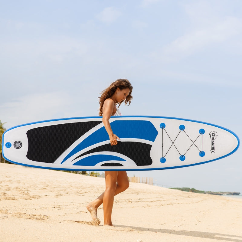 Outsunny 10'6" x 30" x 6" Inflatable Paddle Stand Up Board, Adjustable Aluminium Paddle Non-Slip Deck Board with ISUP Accessories, 320L x 76W x 15H cm