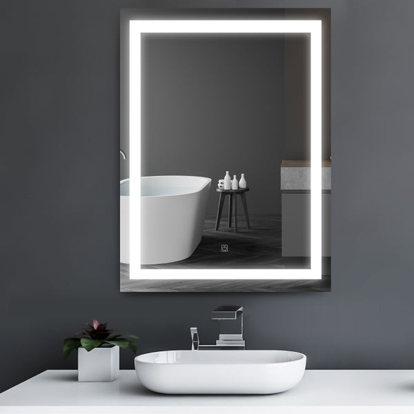 kleankin Glass LED Illuminated Anti-Fog Bathroom Wall Mirror