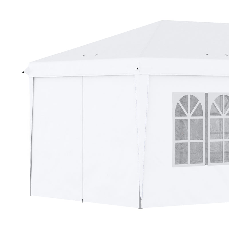 Outsunny 3 x 6 m Pop Up Gazebo with Sides and Windows, Height Adjustable Party Tent with Storage Bag for Garden, Camping, Event, Brown