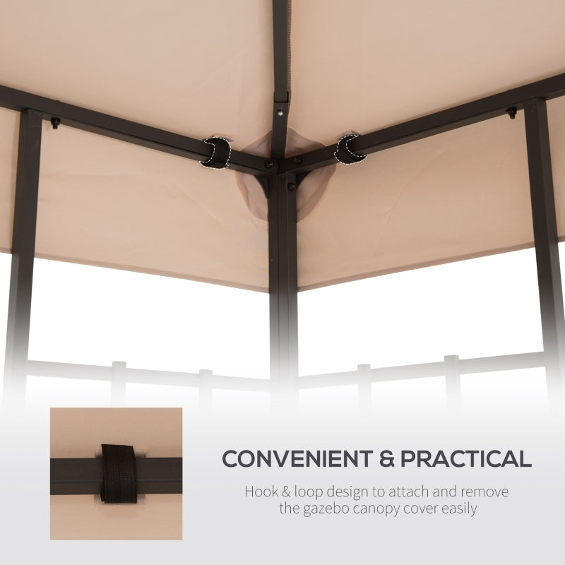 Outsunny 3 x 3(m) Canopy Top Cover for Double Tier Gazebo, Gazebo Replacement Pavilion Roof, Deep Beige (TOP ONLY)