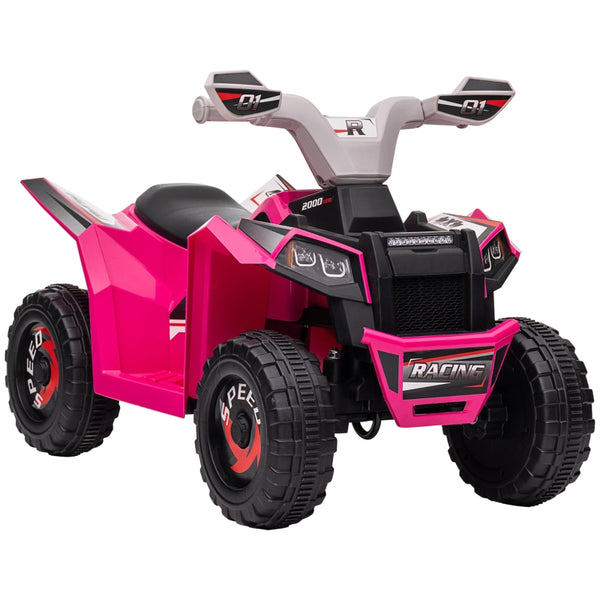 HOMCOM 6V Quad Bike with Wear-Resistant Wheels, Forward Backward Function, for Ages 18-36 Months, Pink