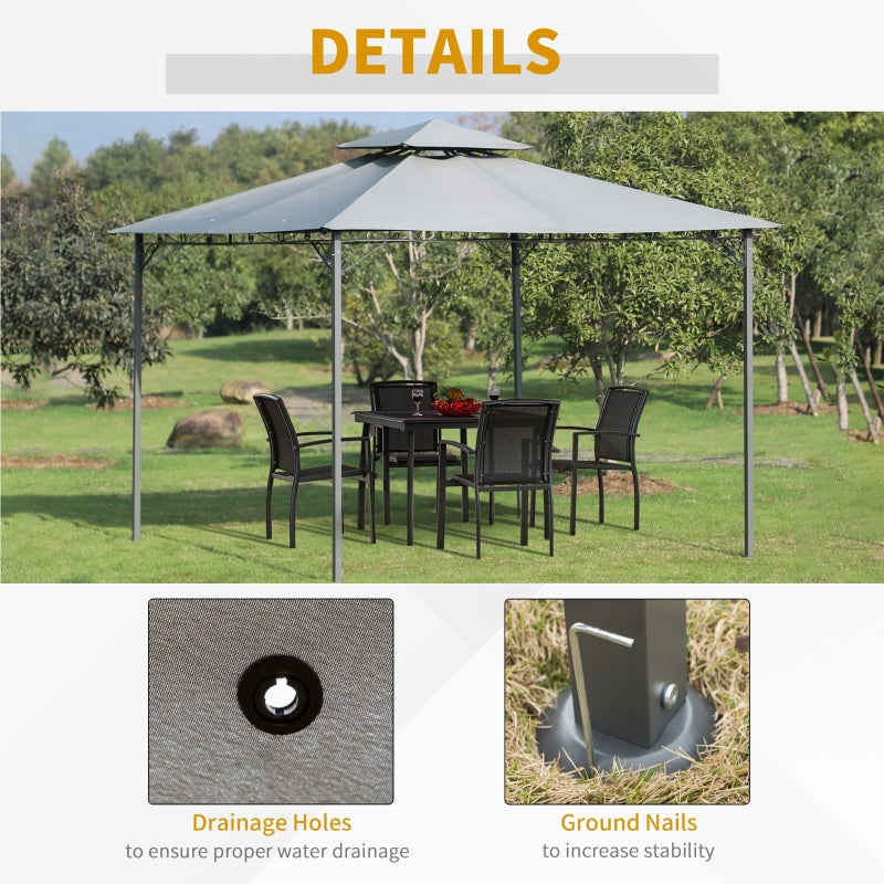 Outsunny 2-Tier Roof Gazebo, 300Lx300Wx264H cm, Steel Frame-Black/Grey