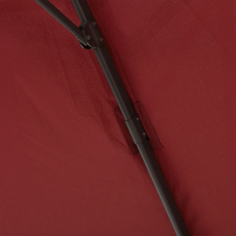 Outsunny 3m Cantilever Aluminium Frame 360 Rotation Hanging Parasol w/ Cross Base Wine Red