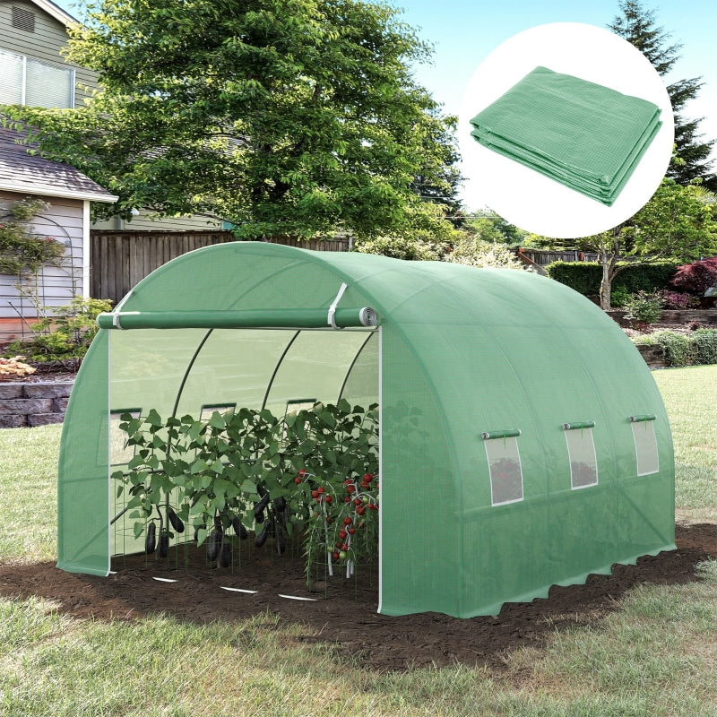 Outsunny 3 x 3 x 2m Greenhouse Replacement Cover ONLY Winter Garden Plant PE Cover for Tunnel Walk-in Greenhouse with Roll-up Windows