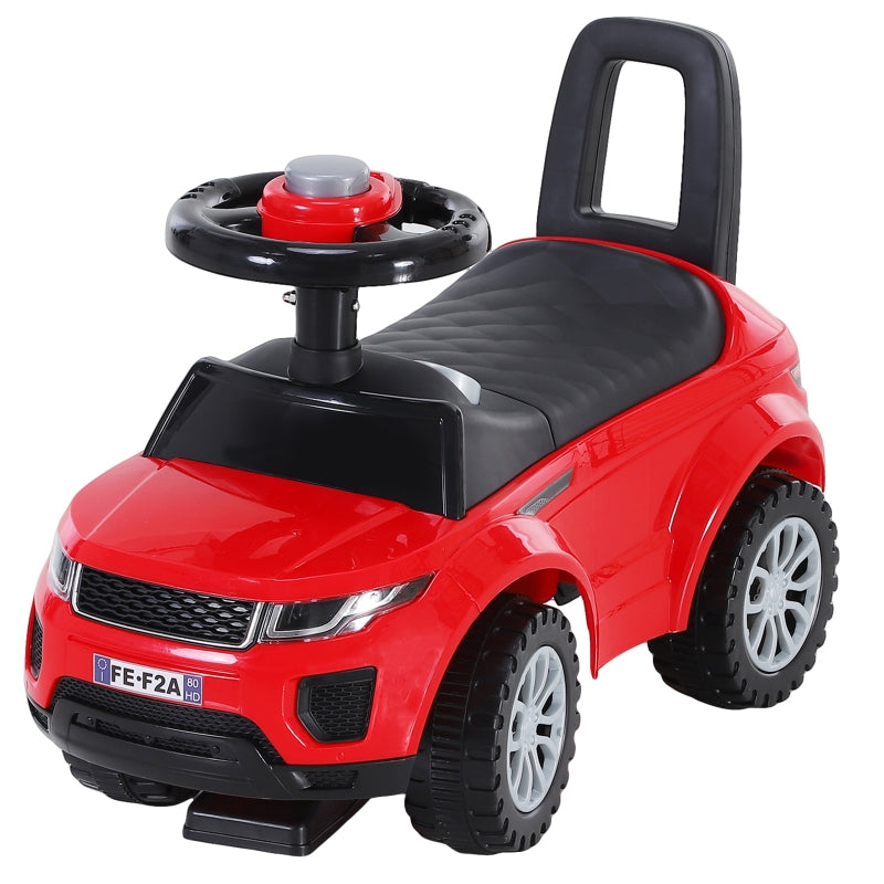 HOMCOM 3-in-1 Ride On Car Foot To Floor Slider Toddler w/ Horn Steering Wheel NO POWER Manual Under Seat Storage Safe Design Red