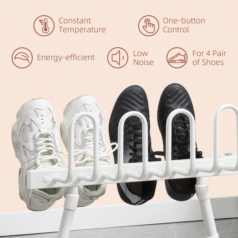 HOMCOM 4 Pairs Electric Shoe Dryer, Portable Shoe Warmers with Constant Temperature for Boots, Leather Shoes, Socks, White