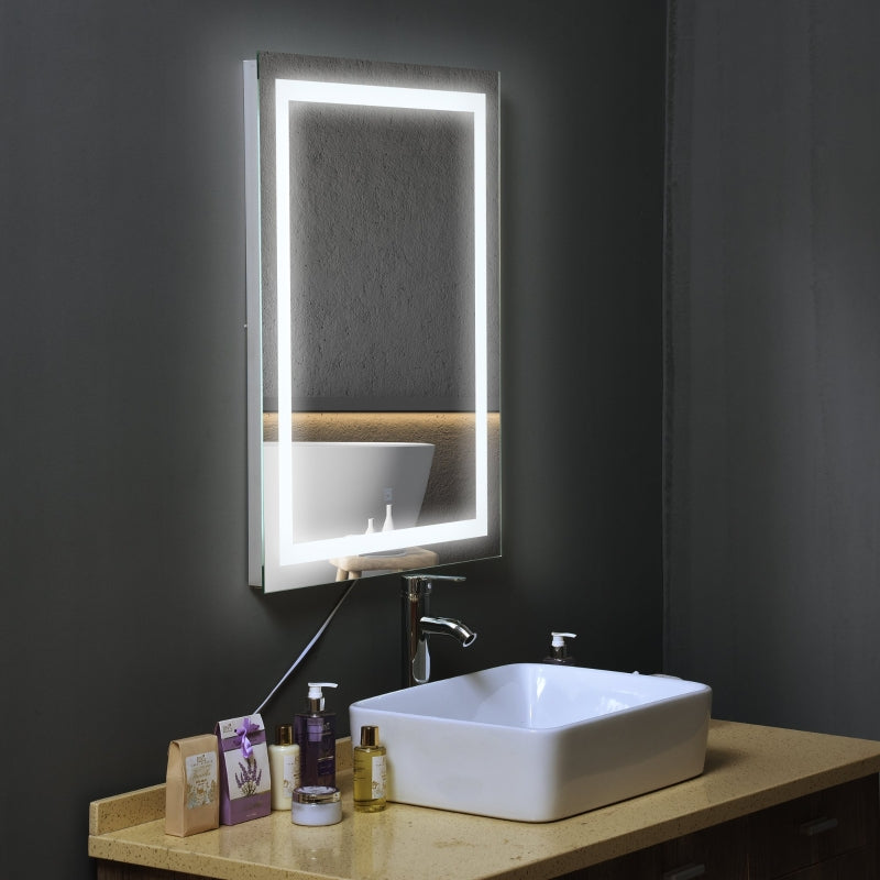 kleankin Glass LED Illuminated Anti-Fog Bathroom Wall Mirror