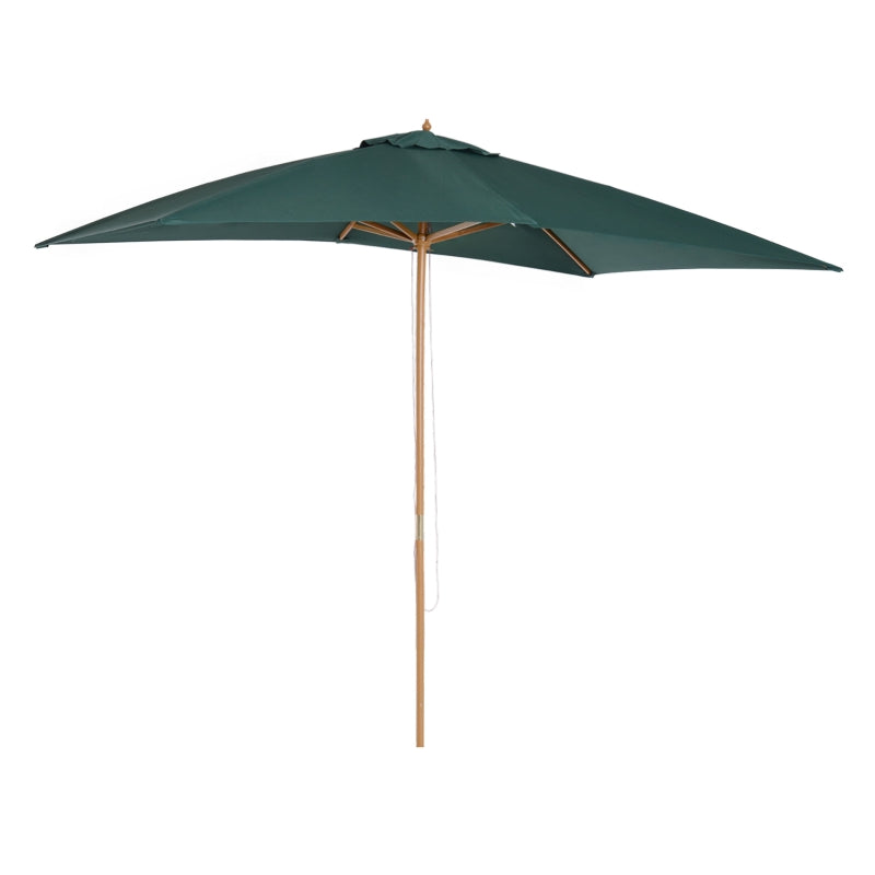 Outsunny 295L x 200W x 255Hcm Wooden Garden Patio Parasol Umbrella-Dark Green