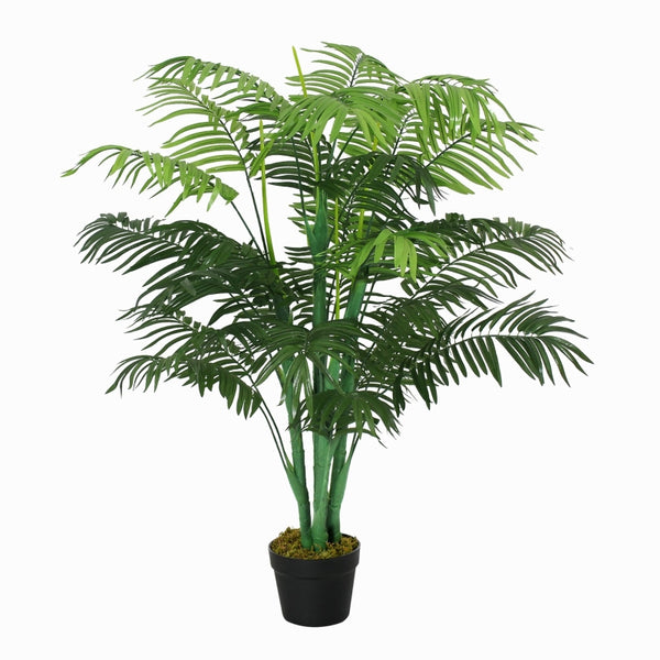 Outsunny 125cm/4FT Artificial Palm Plant Decorative Tree with 18 Leaves Nursery Pot Fake Plastic Indoor Outdoor Home Office Décor, Green