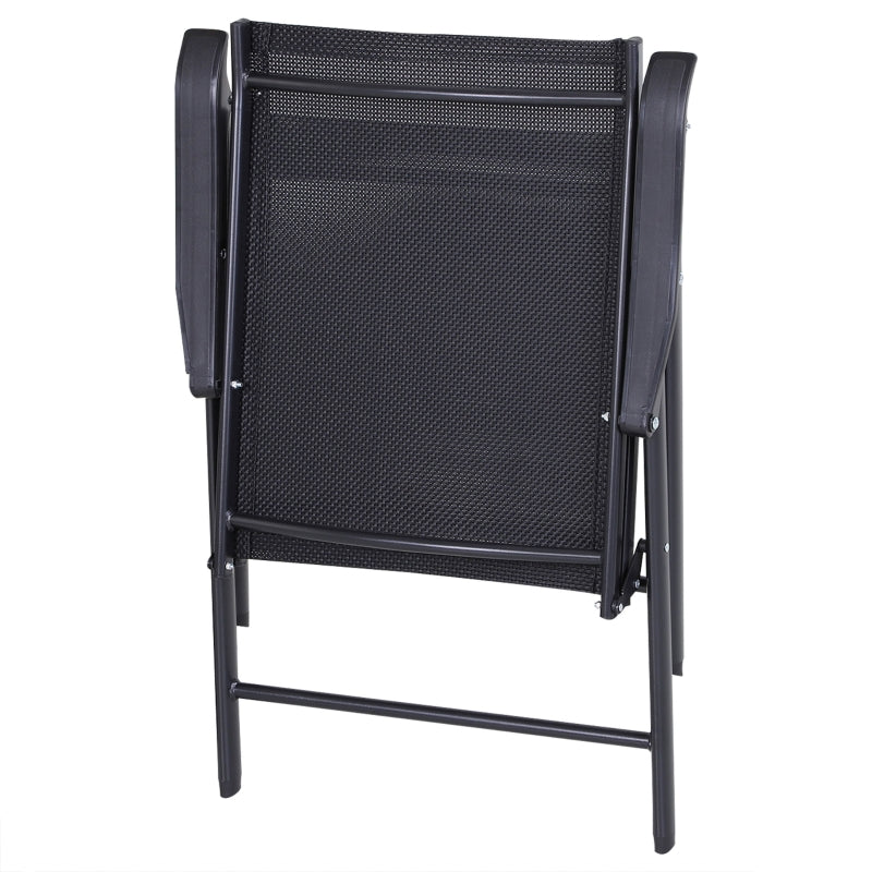 Outsunny Set of 2 Garden Chairs Outdoor Patio Foldable Metal Park Dining Seat Yard Furniture Black