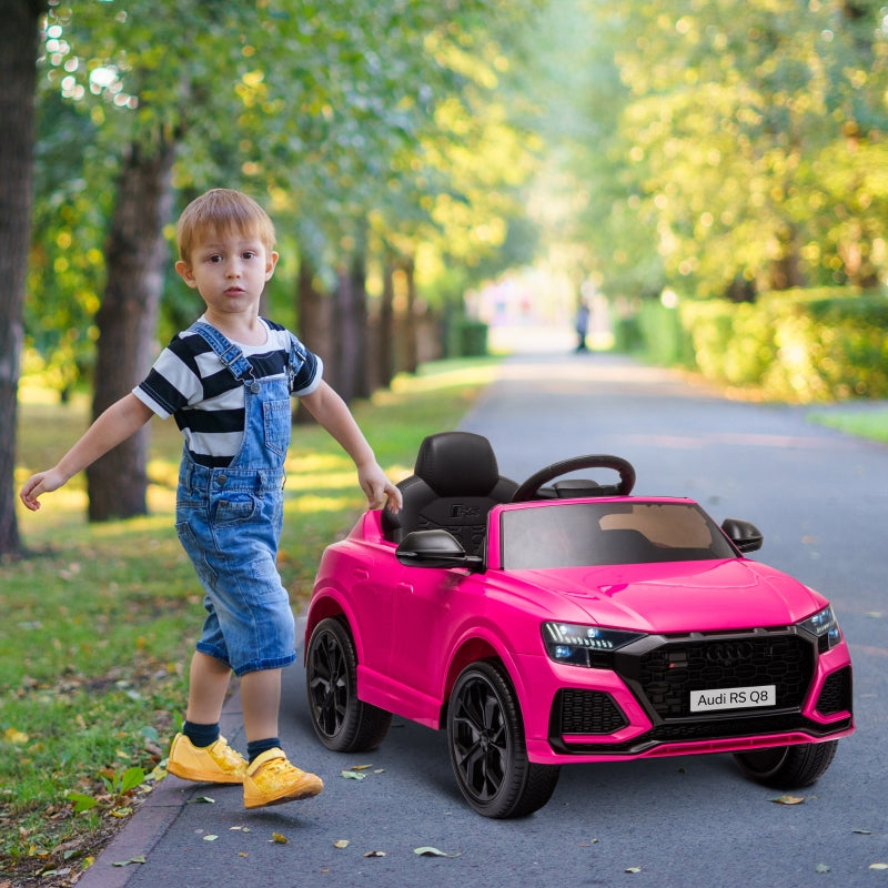 HOMCOM Compatible 6V Battery-powered Kids Electric Ride On Car Audi RS Q8 Toy with Parental Remote Control Music Lights USB MP3 Bluetooth Pink