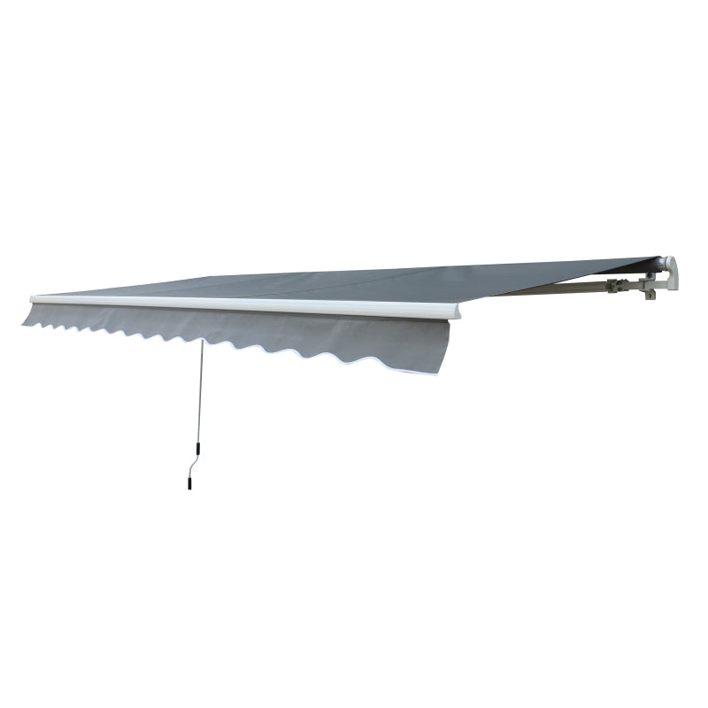 Outsunny 3 x 2.5m Garden Patio Manual Awning Retractable Canopy Sun Shade Shelter with Fittings and Crank Handle Grey