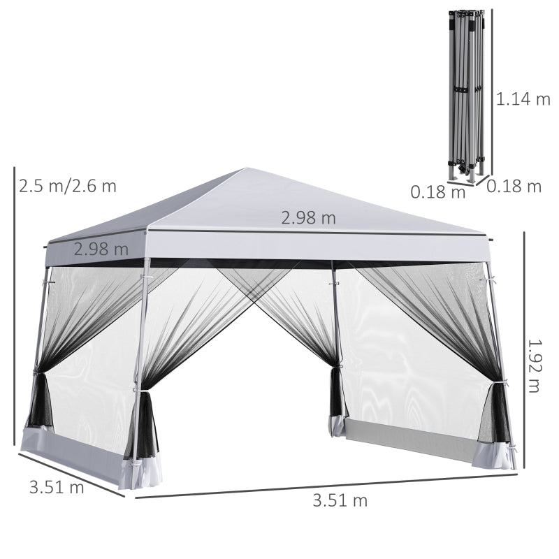 Outsunny 3.6m x 3.6m Pop Up Steel Frame Garden Gazebo White