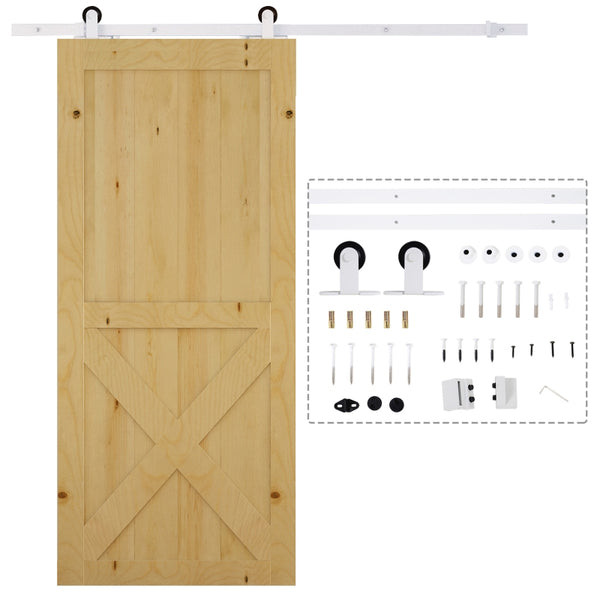 HOMCOM 6ft Modern Carbon Steel Sliding Door Track Kit White