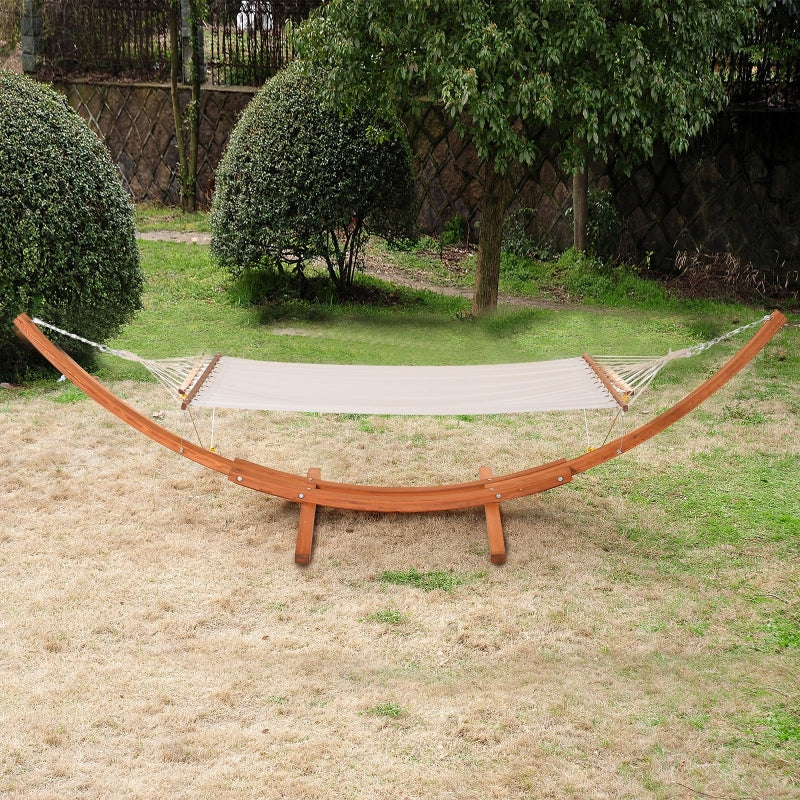 Outsunny Wooden Double Hammock Bed-White