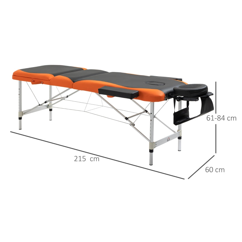 HOMCOM Foldable Massage Table Professional Salon SPA Facial Couch Bed Black and Orange