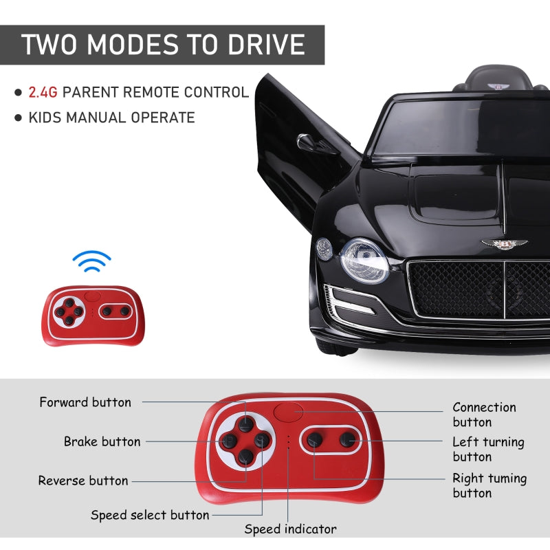 HOMCOM Kids Electric Car 6V Battery PP Licensed Bentley Ride On Toys Black