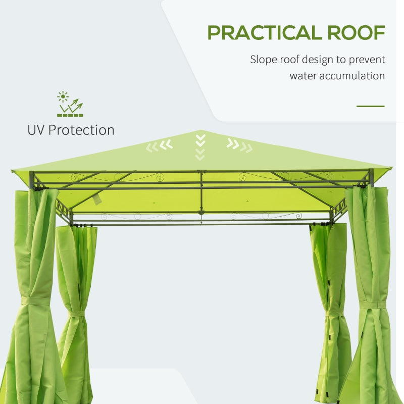 Outsunny 3m x3m Garden Metal Gazebo-Lemon Green