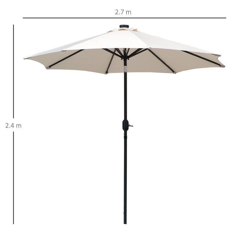 Outsunny 24 LED Solar Powered Parasol Umbrella-Creamy White